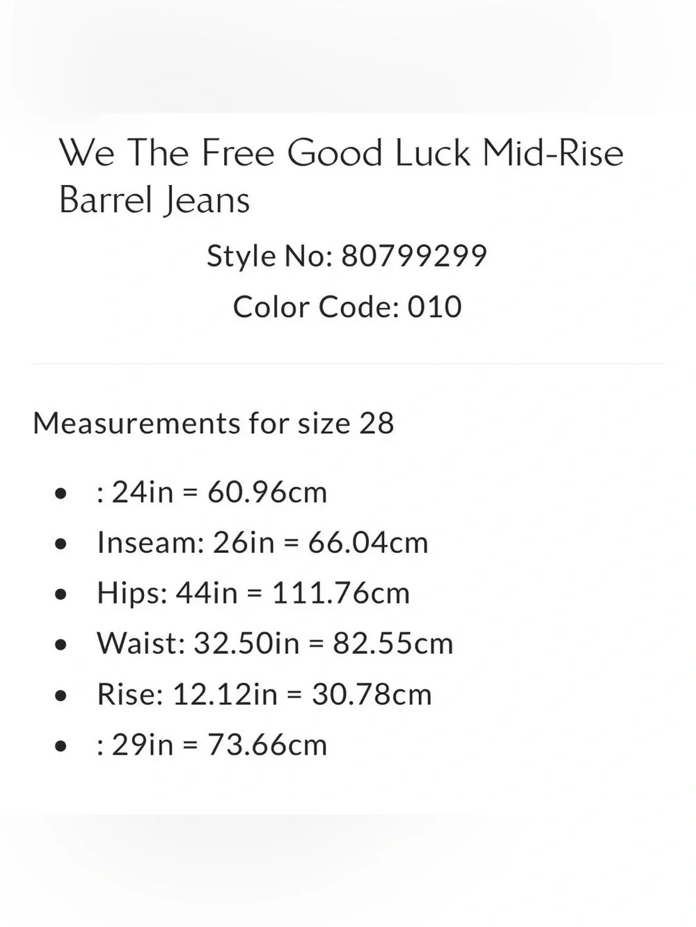 We The Free Good Luck Mid-Rise Barrel Jeans in Optic White in Size 24 NWOT